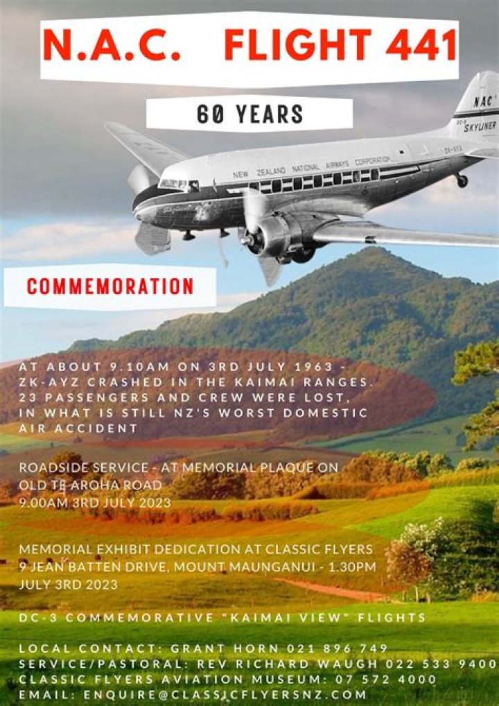 Flight 441 exhibit opens in Tauranga, 60 years after disaster