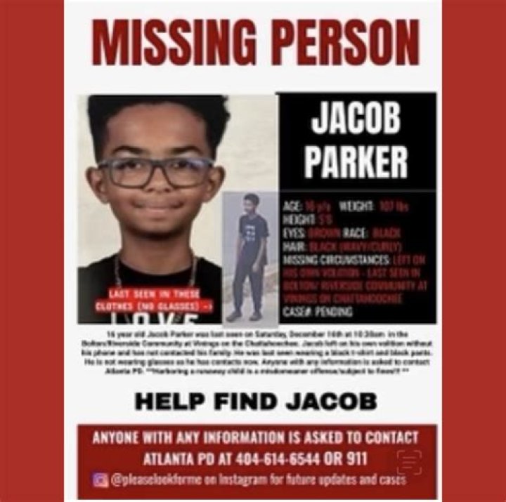 Jacob Parker Missing, Atlanta Georgia Police Searching For Missing 16 Year Old Boy