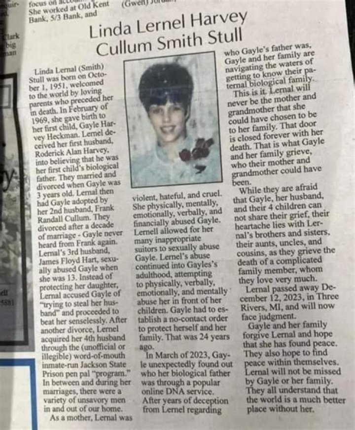 Linda Lernal Harvey Obituary, Three Rivers, MI Death And Funeral Details