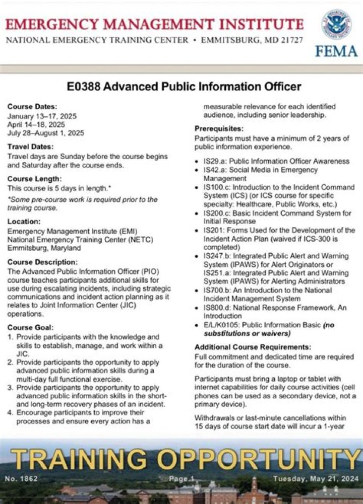 Public Information Officer Training Class Media Panel | Features