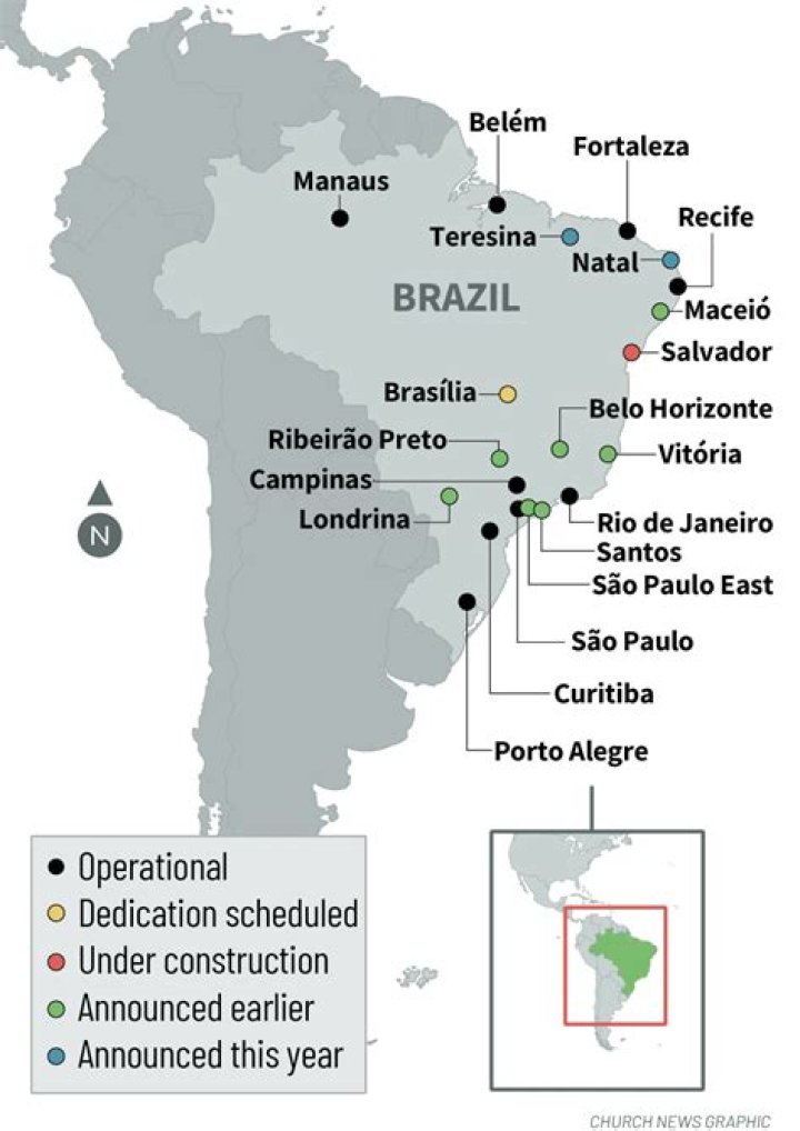 Teresina and Natal, Brazil, temple locations